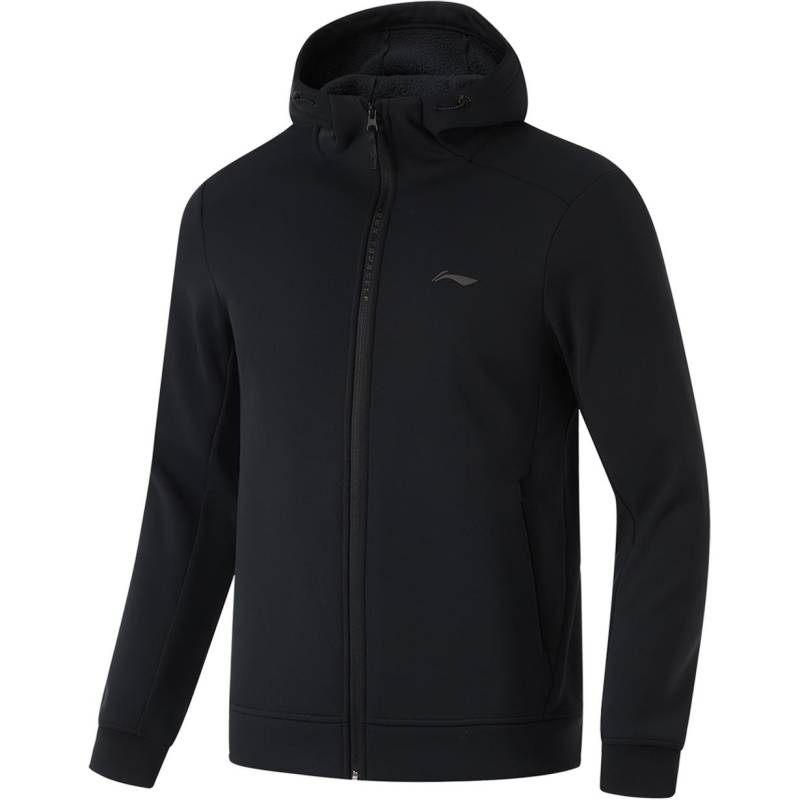Li Ning Gestricktes einfarbiges Kapuzen-Fleece Warmes Sweatshirt mit Reißverschluss für Herren Sweatshirt Schwarz AWDU577-1 M von Joom DACH