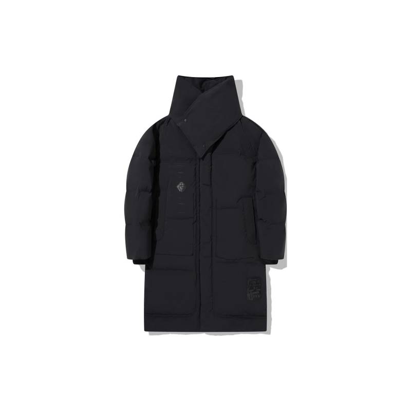 Li Ning Jackie Chan Kollaboration Kung Fu Serie Einfarbig Stehkragen Lange Daunenjacke Herren Oberbekleidung Anthrazit-Schwarz AYMT031-1 XL von Joom DACH