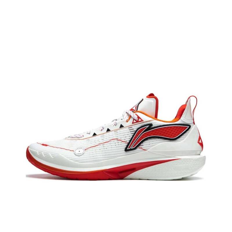 Li Ning Jimmy Butler JB 2 Retro Trikot Bequeme Einfache Stoßdämpfung Rutschfest Low-Top Basketballschuhe Herren Sneaker Weiß Rot ABAT081-37 39⅔ von Joom DACH