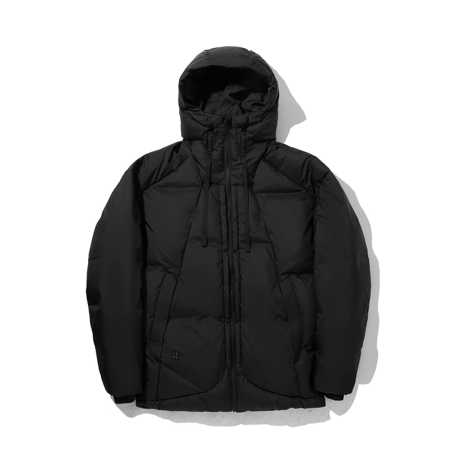 Li Ning Kung Fu Serie Einfarbig Locker Kurz Kapuzenpullover Langarm Daunenjacke Herren Oberbekleidung Schwarz AYMU307-2 M von Joom DACH