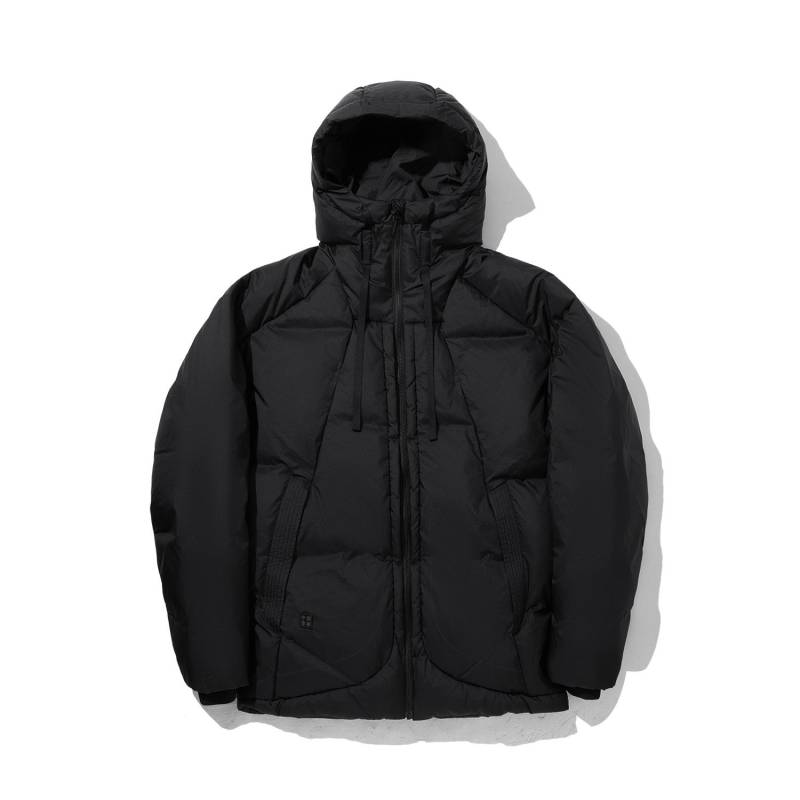 Li Ning Kung Fu Serie Einfarbig Locker Kurz Kapuzenpullover Langarm Daunenjacke Herren Oberbekleidung Schwarz AYMU307-2 M von Joom DACH