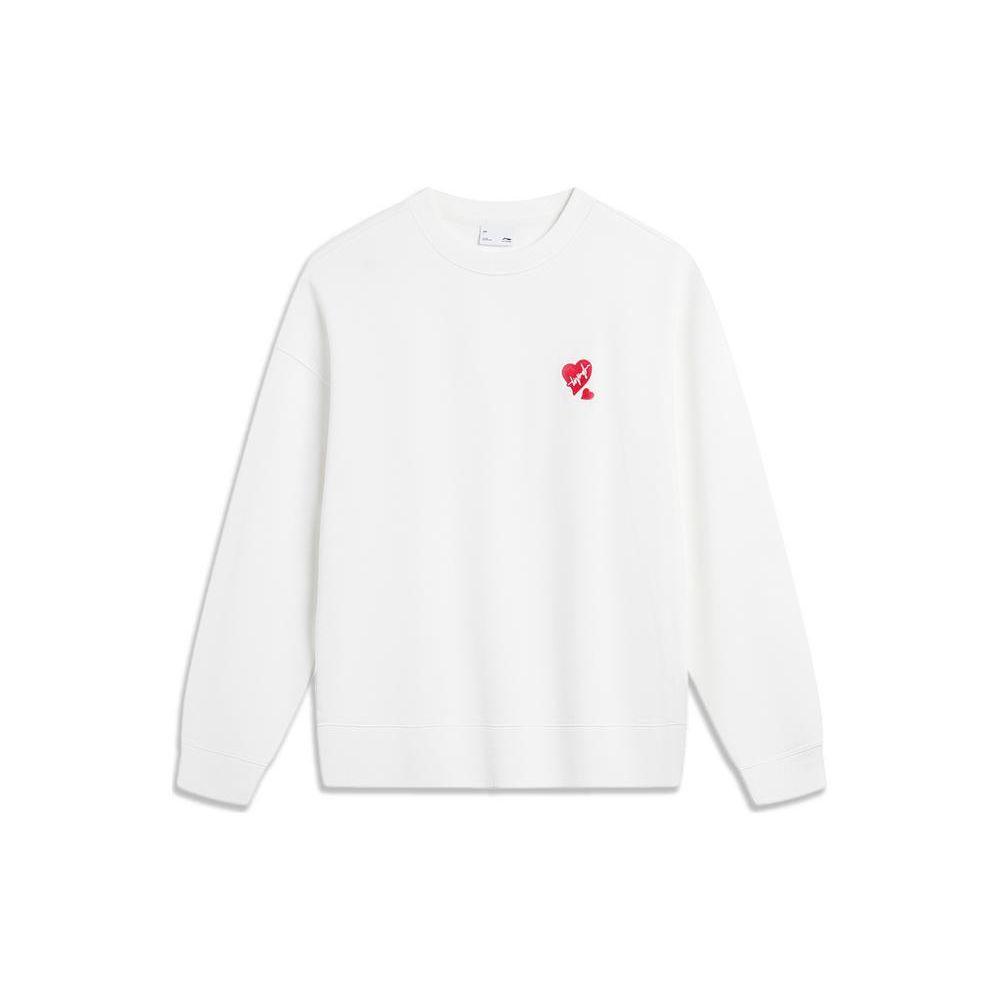 Li Ning Lässig Vielseitig Schlicht Herz Einfarbig Langarm Rundhals Pullover Sweatshirt Damen Sweatshirt Off-White AWDU790-2 S von Joom DACH