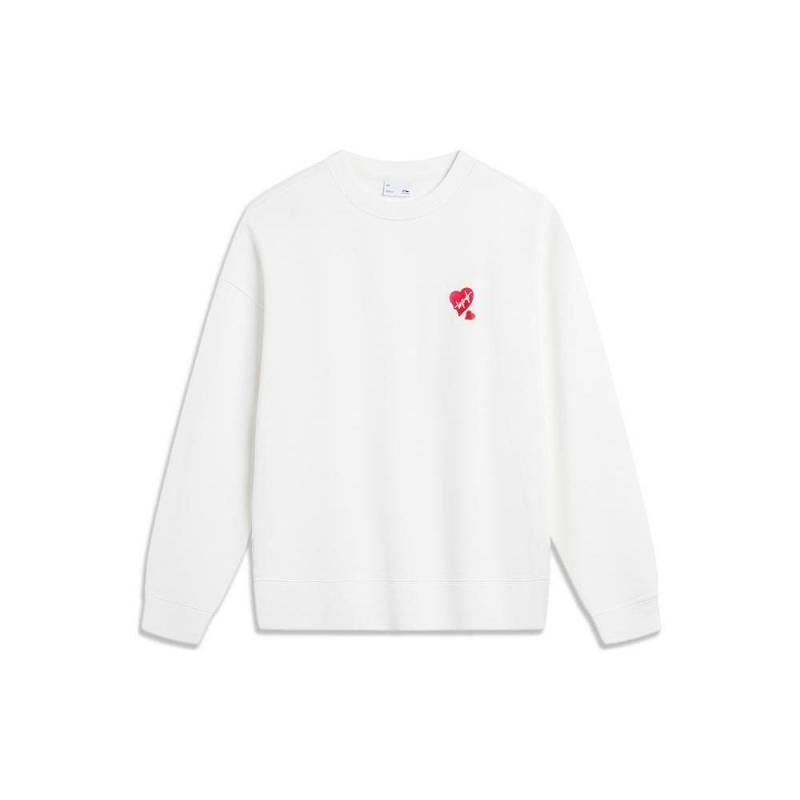 Li Ning Lässig Vielseitig Schlicht Herz Einfarbig Langarm Rundhals Pullover Sweatshirt Damen Sweatshirt Off-White AWDU790-2 S von Joom DACH