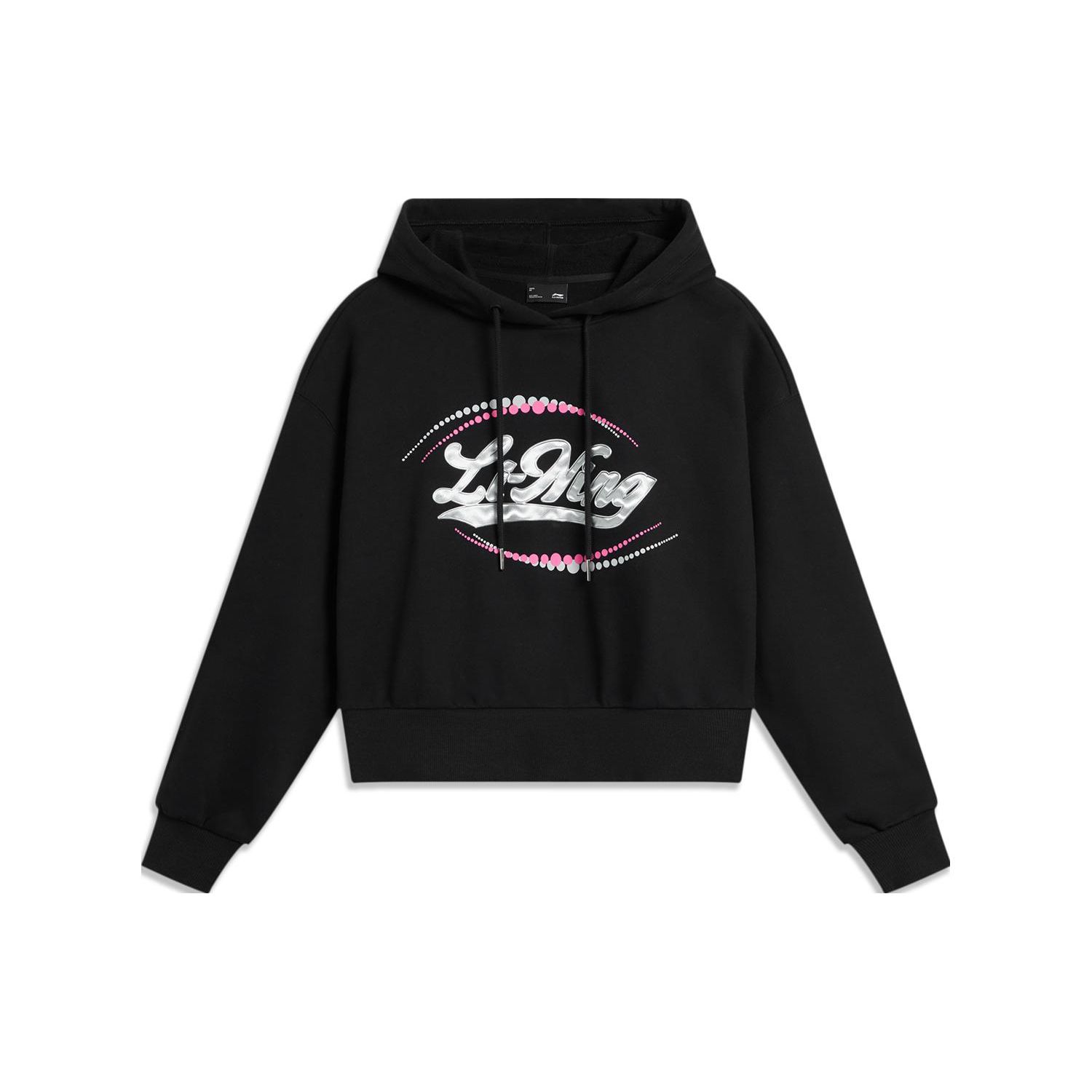 Li Ning Logo Letter Print Kapuzenpullover Kurzes Langarm-Sweatshirt Damen Sweatshirt Schwarz AWDTC94-4 M von Joom DACH