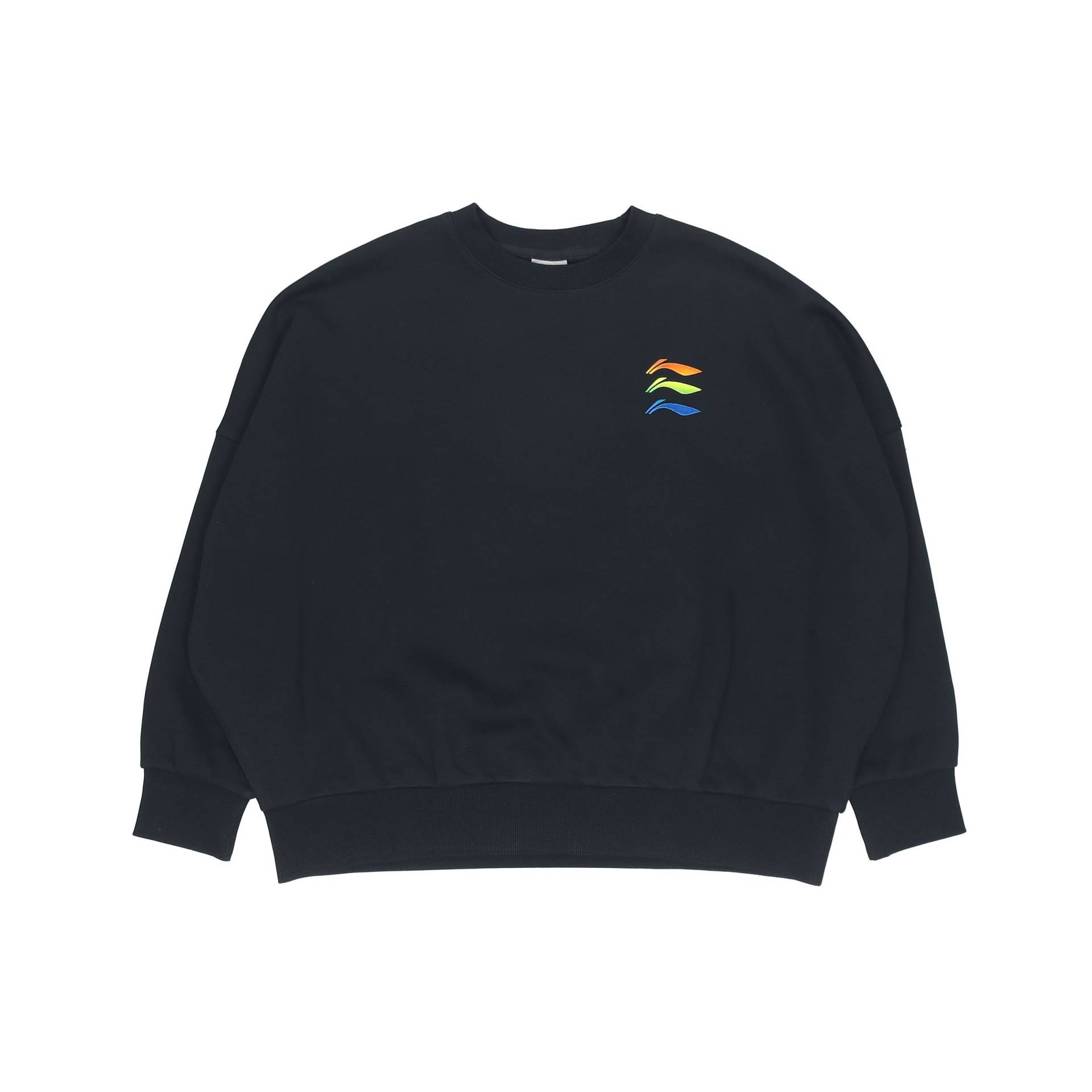 Li Ning Logo Print Fleece Warm Casual Sports Rundhals-Sweatshirt Damen Sweatshirt Schwarz AWDQB12-2 M von Joom DACH