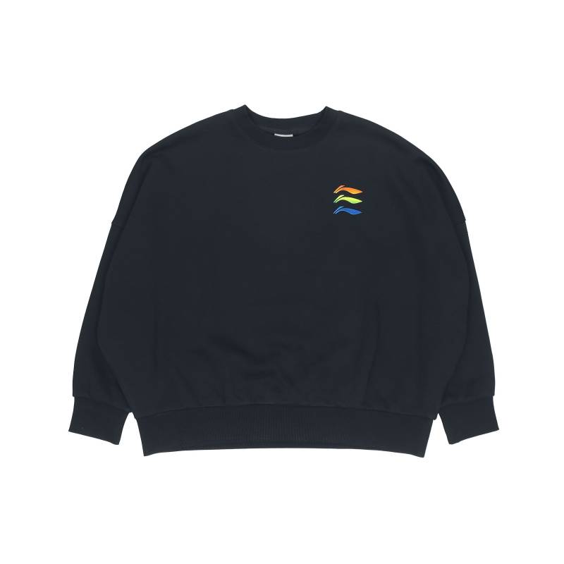 Li Ning Logo Print Fleece Warm Casual Sports Rundhals-Sweatshirt Damen Sweatshirt Schwarz AWDQB12-2 M von Joom DACH