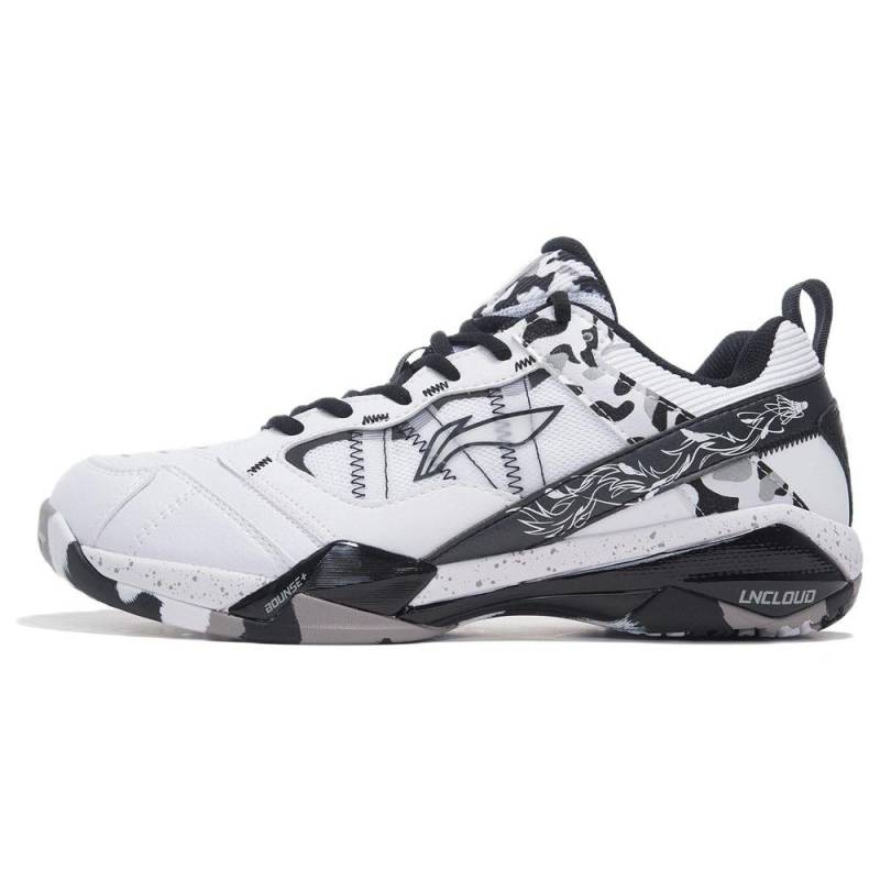Li-Ning Professionelle Stoßdämpfung Verschleißfestigkeit Unterstützung Rebound Low-Top Badmintonschuhe Herrenschuhe Weiß Schwarz AYAR015-1 44⅓ von Joom DACH