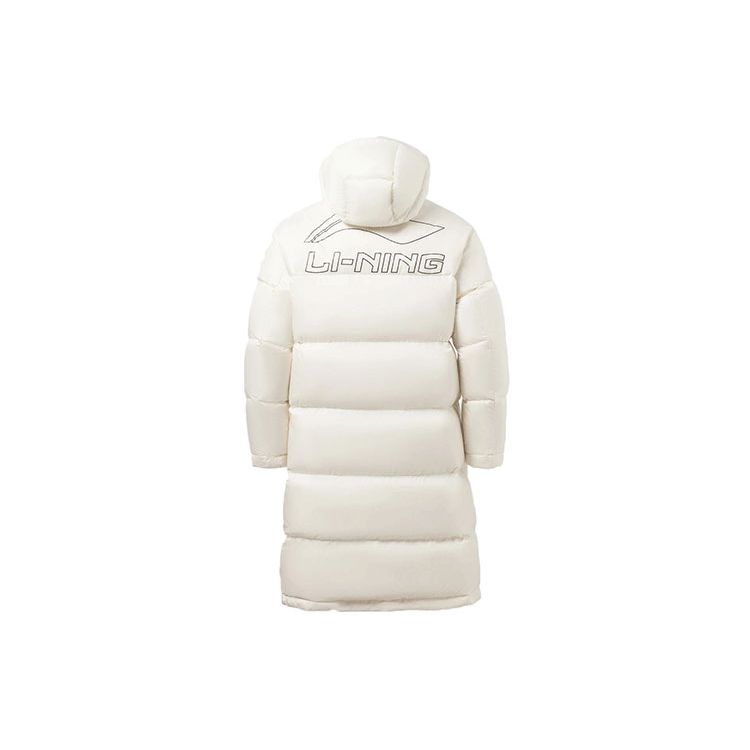 Li Ning Sports Basketball Series Logo Print Mittellange Lockere Kapuzen-Daunenjacke Winter Herren Oberbekleidung Weiß AYMR051-2 L von Joom DACH