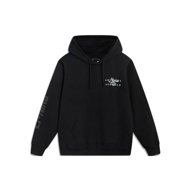 Li Ning Sports Lifestyle Serie Buchstaben-Print Kapuzenpullover Herren Sweatshirt Schwarz AWDT393-3 L von Joom DACH