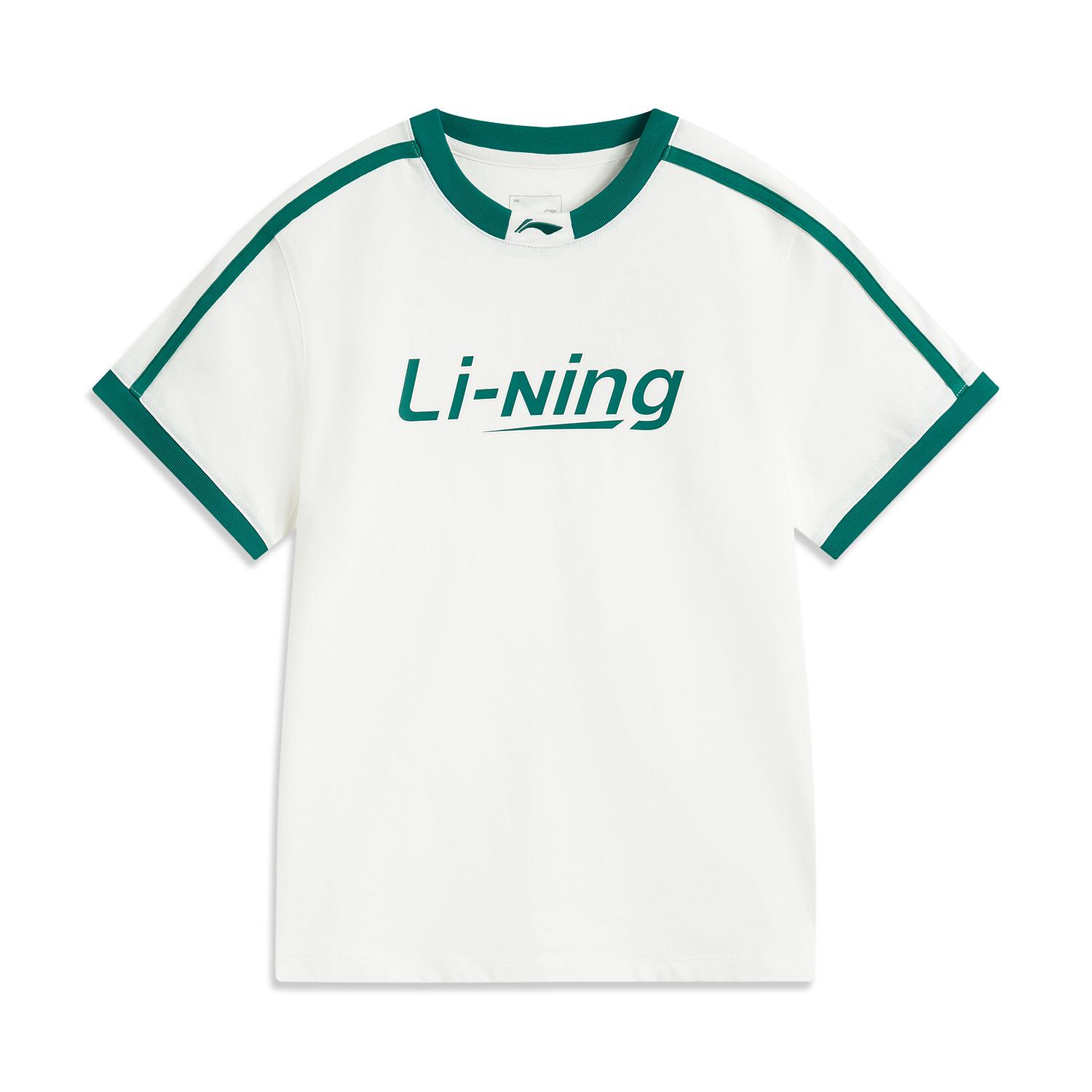 Li Ning Sports Lifestyle Serie High Street American Vintage Bequemer Rundhals-Pullover Einfaches Kurzarm-T-Shirt Damen-T-Shirt AHSVB44-4 XL von Joom DACH