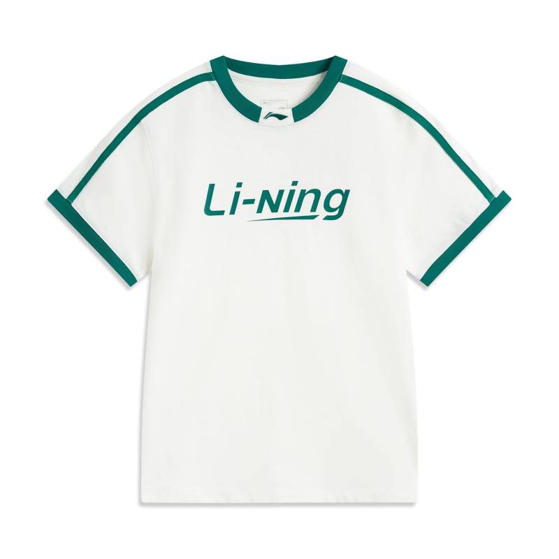 Li Ning Sports Lifestyle Serie High Street American Vintage Bequemer Rundhals-Pullover Einfaches Kurzarm-T-Shirt Damen-T-Shirt AHSVB44-4 XL von Joom DACH