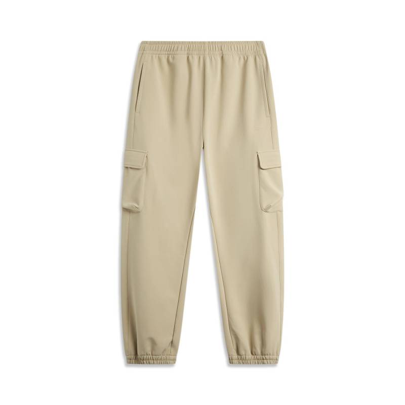 Li Ning Sports Trend Serie Bündchenweite Locker Einfarbig Schnürung Gestrickte Sweatpants Herren Unterteile Milch-Khaki AYKU559-3 XL von Joom DACH