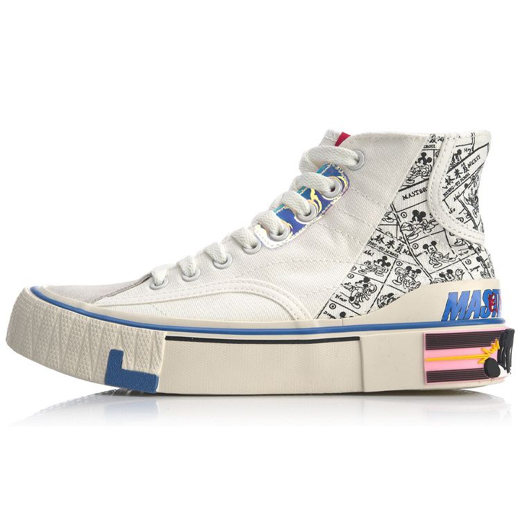 Li Ning We I Canvas Hi Cartoon Rutschfest Abriebfest High-Top Skateschuhe Damen Skateschuhe Weiß Grau AGCQ202-2 35⅔ von Joom DACH