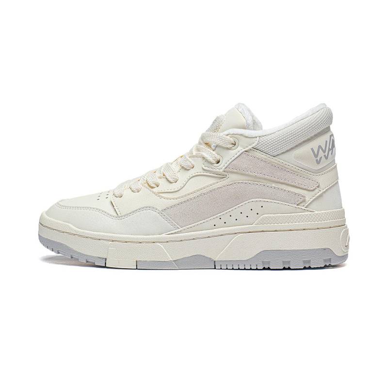 Li Ning Wei Wu Mid Fleece Klassisch Vielseitig Lässig Bequem Langlebig Atmungsaktiv High-Top Skateschuhe Damen Sneaker Off-White AGCT226-1 36⅓ von Joom DACH