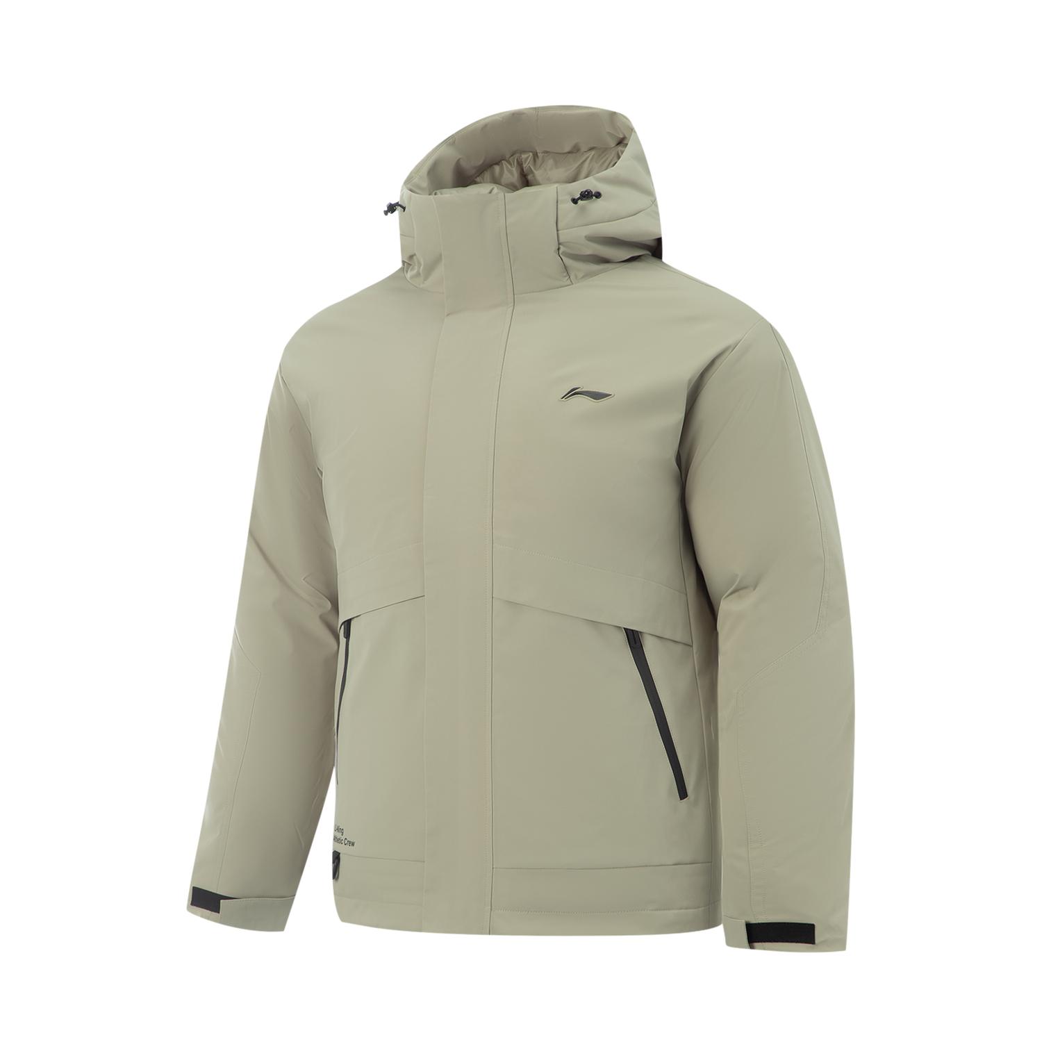 Li Ning Winddichte und wasserabweisende Daunenjacke mit Kapuze und Logo für Herren Oberbekleidung AYMV415-6 L von Joom DACH