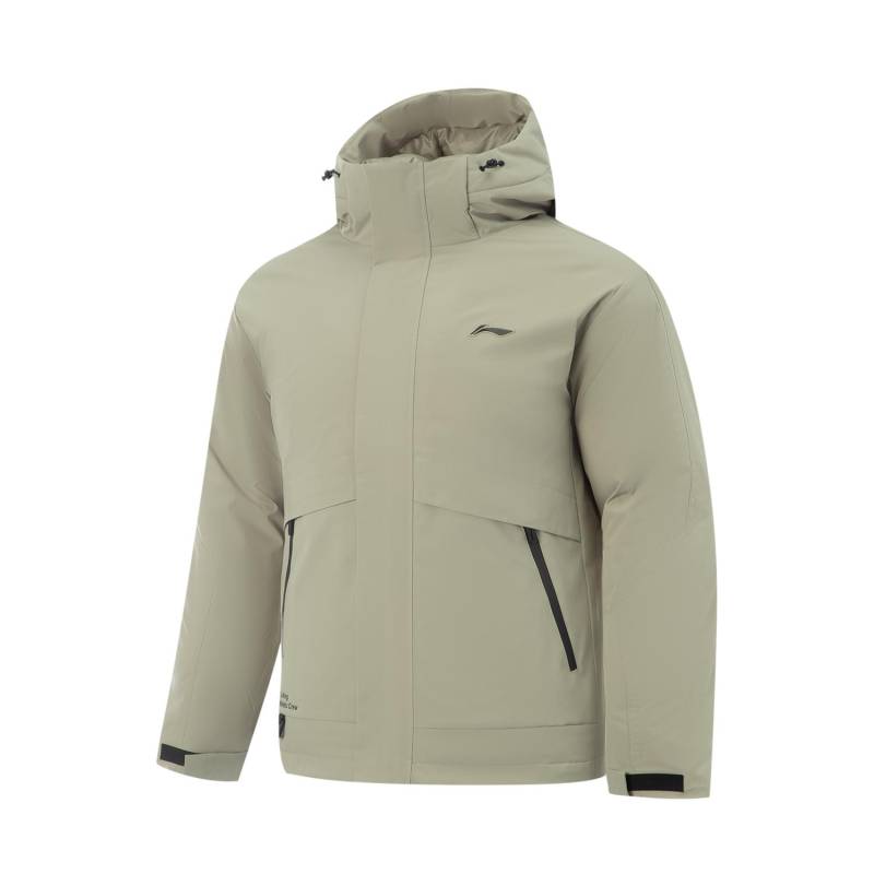 Li Ning Winddichte und wasserabweisende Daunenjacke mit Kapuze und Logo für Herren Oberbekleidung AYMV415-6 L von Joom DACH