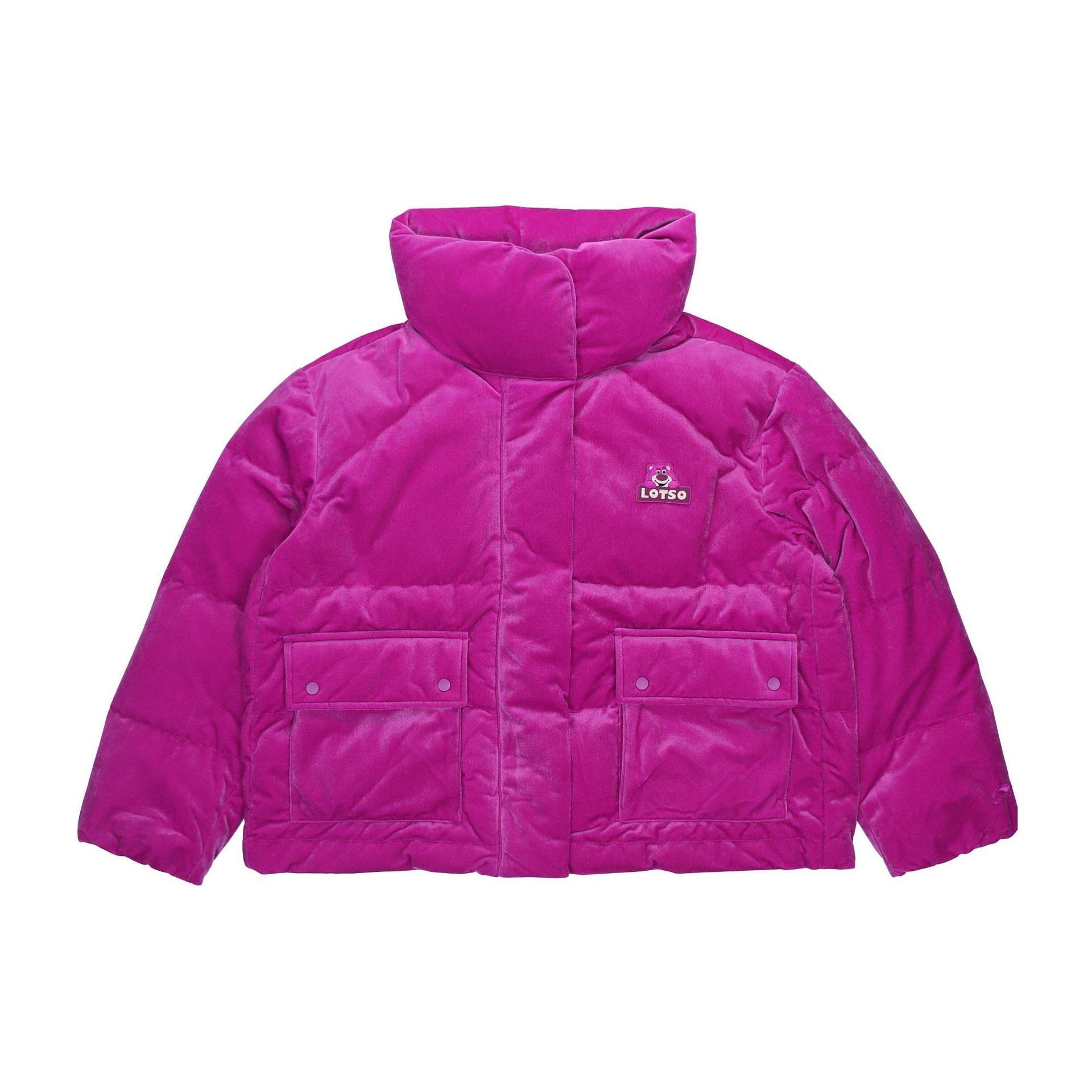 Li Ning X Disney Toy Story Kollaboration Erdbeerbär Serie Locker Einfarbig Stehkragen Daunenjacke Winter Damen Oberbekleidung Lila AYMR078-1 XXL von Joom DACH