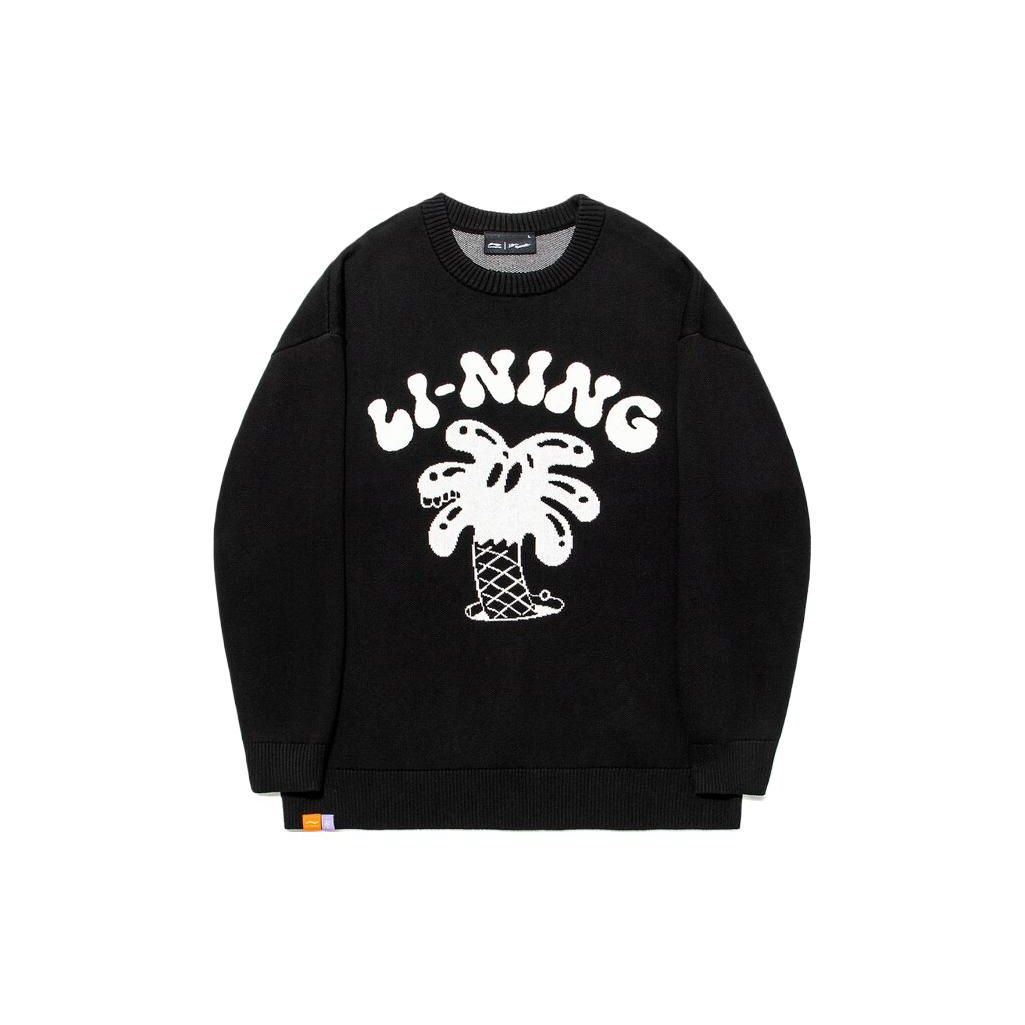 Li Ning X Steven Harrington Kollaboration Skateboard Serie Buchstaben Print Rundhals Sweatshirt Herren Sweatshirt Schwarz AMBT243-1 L von Joom DACH