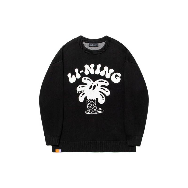 Li Ning X Steven Harrington Kollaboration Skateboard Serie Buchstaben Print Rundhals Sweatshirt Herren Sweatshirt Schwarz AMBT243-1 L von Joom DACH