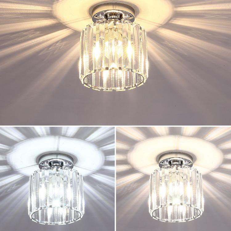 Licht Luxus Nordic Kristall Deckenleuchte Eingang Veranda Flur Kronleuchter Moderne Garderobe Kristallleuchter Chrome SquareNo Bulb von Joom DACH