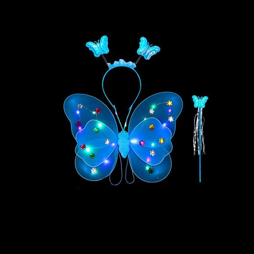 Lichter Anzug Blinkender Schmetterling Rock Mädchen Röcke LED Kinder Kostüm Requisiten Engel Leuchtende Flügel blue-3pcs von Joom DACH