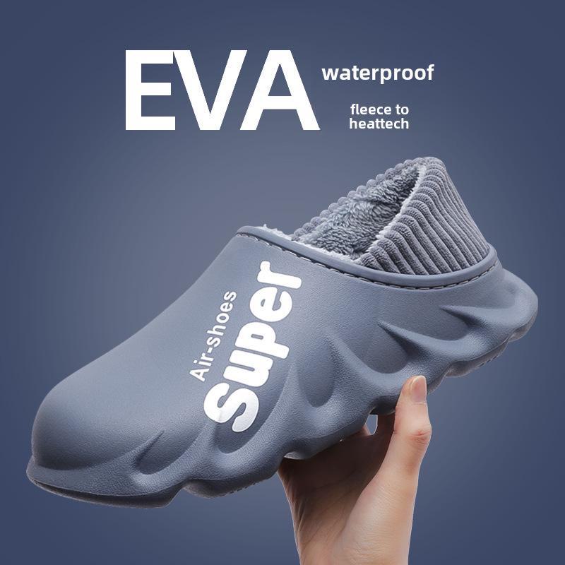 Lidani Herren wasserdichte rutschfeste Winterstiefel - warme, verdickte Baumwollpantoffeln 2024 42-43 graue/blau von Joom DACH