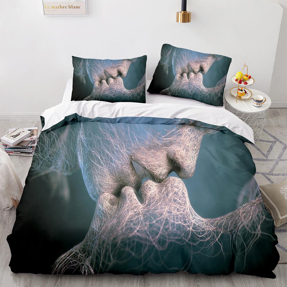 Liebe Bettbezug Queen Herzförmige Bettwäschesets Weiß Romantik Polyester Bettdeckenbezug Für Frauen Männer Jungen Mädchen Teenager King Size EU single(135x200cm) von Joom DACH