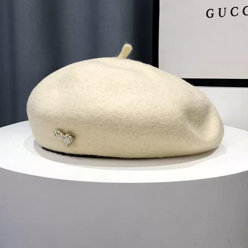 Liebe Herz Wolle Baskenmütze Koreanische Mode Frauen Beanie Hut Hohe Qualität Weibliche Herbst Winter Gesicht Kleine Künstler Maler Hut One Size beige von Joom DACH