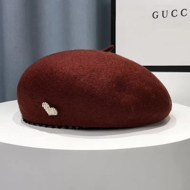 Liebe Herz Wolle Baskenmütze Koreanische Mode Frauen Beanie Hut Hohe Qualität Weibliche Herbst Winter Gesicht Kleine Künstler Maler Hut One Size rot von Joom DACH
