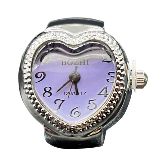 Liebe Herz Zifferblatt Ring Uhr elastische Edelstahl Band Männer Frauen Paar Uhr Fingerring violett von Joom DACH
