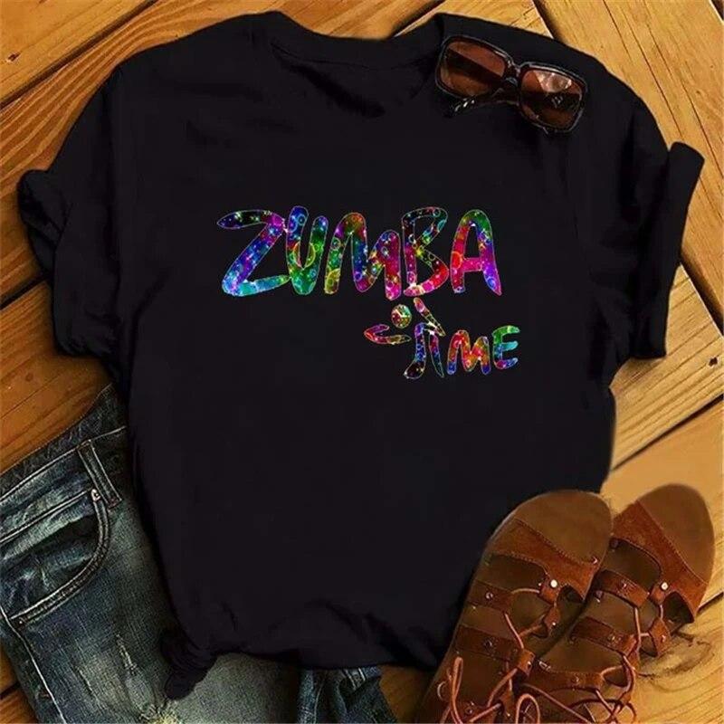 Liebe Zumba Dance Print Schwarz T Shirt Sommer Mode Frauen Kleidung Lustige Grafik T-shirt Femme Harajuku Shirt Hip Hop T-shirts XL von Joom DACH