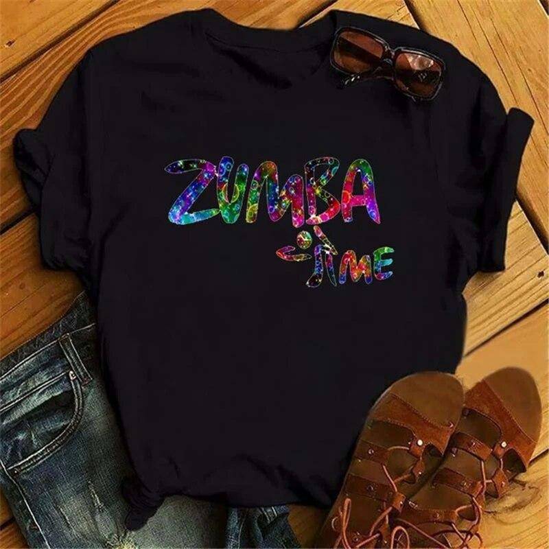 Liebe Zumba Dance Print Schwarz T Shirt Sommer Mode Frauen Kleidung Lustige Grafik T-shirt Femme Harajuku Shirt Hip Hop T-shirts XL von Joom DACH