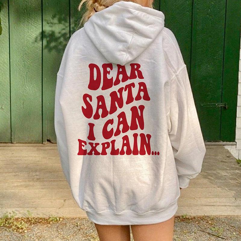 Lieber Weihnachtsmann, ich kann Weihnachten erklären, Damen-Kapuzenpullover, trendiges ästhetisches Tumblr-Taschen-Sweatshirt, Kapuzenpullover, modischer, lässiger Pullover M weiß von Joom DACH