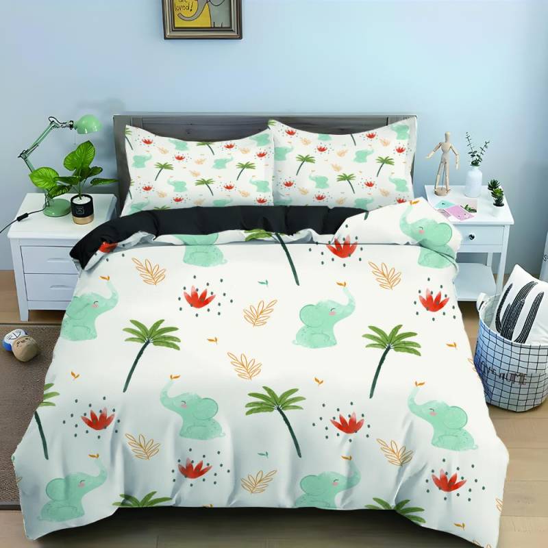 Liebesherzmuster King Queen Bettbezug Damen Herzförmiger Druck Bettwäscheset Rot Schwarz Bettbezug Polyester Bettbezug EU single(135x200cm) von Joom DACH