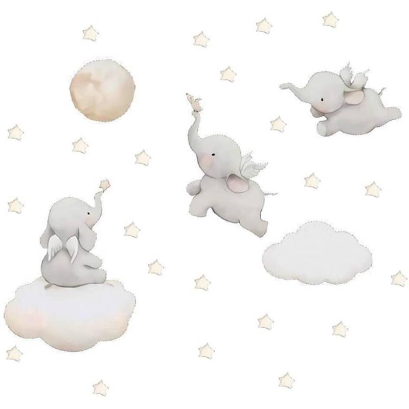 Liebevolle Etikett Elefant Wandsticker für Kinder PVC Selbstklebende Wandsticker Heim Wandaufkleber Dekor weiß von Joom DACH