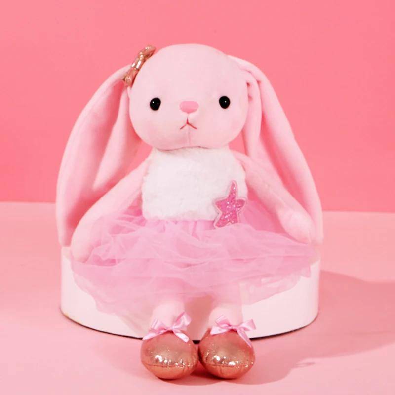 Liebliche Ballett-Hase Plüschtiere Weich Gefüllt Niedlich Anziehen Kaninchen Tierpuppen Baby Fingerkissen für Kinder Mädchen Geburtstagsgeschenk 21cm-39cm von Joom DACH
