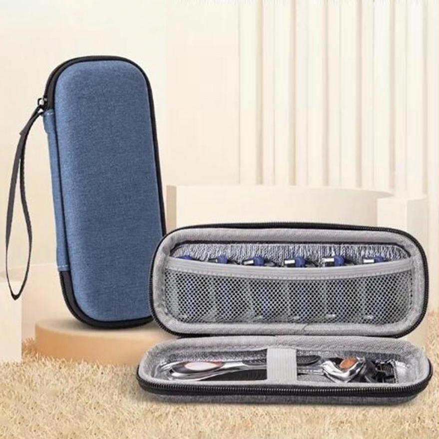 Leichte Retro-Rasierapparat-Aufbewahrungsbox, kompakte Reise-Tragetasche für Kopfhörer und Rasierapparate für Männer One Size blau von Joom DACH