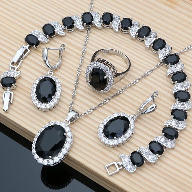 Lila Edelstein Amethyst 925 Silber Schmuck Sets Ohrringe Ringe Zubehör Frauen Hochzeit Affe Halskette Set 8 schwarz von Joom DACH
