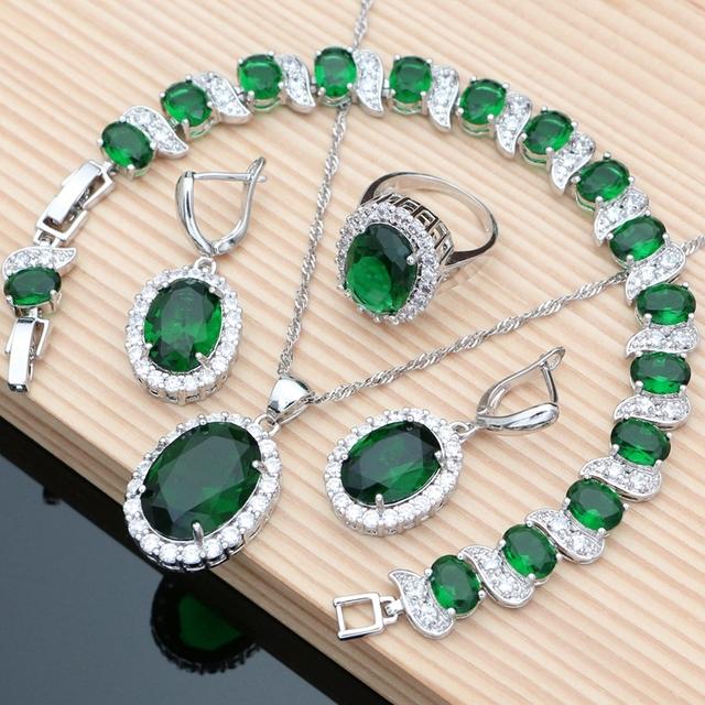 Lila Edelstein Amethyst 925 Silber Schmuck Sets Ohrringe Ringe Zubehör Frauen Hochzeit Affe Halskette Set 8.5 grün von Joom DACH