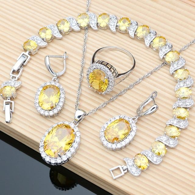 Lila Edelstein Amethyst 925 Silber Schmuck Sets Ohrringe Ringe Zubehör Frauen Hochzeit Affe Halskette Set 9 gelb von Joom DACH