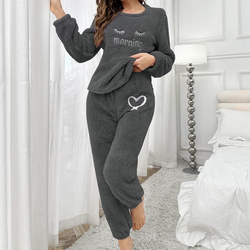 Lila Flanell Damen Pyjama Sets Herbst Winter Langarm Lange Hose Lässige Nachtwäsche Weiche Pijamas Bequeme Pyjamas Pjs Gemütlicher Pj XL von Joom DACH
