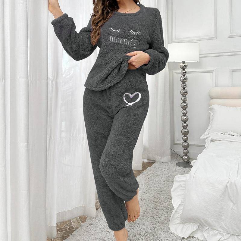 Lila Flanell Damen Pyjama Sets Herbst Winter Langarm Lange Hose Lässige Nachtwäsche Weiche Pijamas Bequeme Pyjamas Pjs Gemütlicher Pj XL von Joom DACH