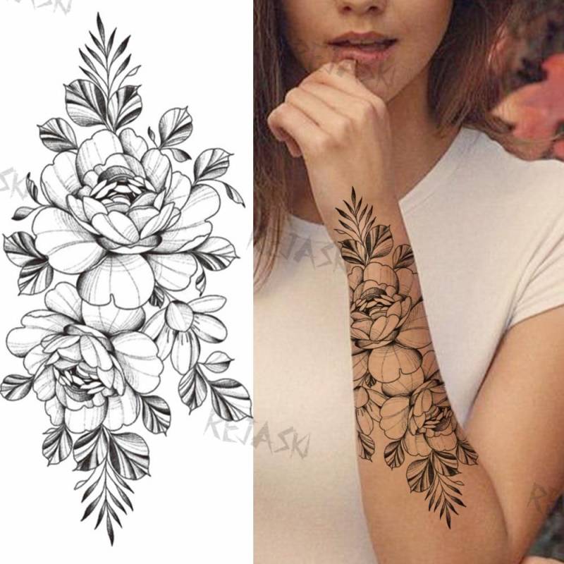 Lila Rose Schmuck Wasser Transfer Tattoo Aufkleber Frauen Körper Brust Kunst Temporäre Tattoo Mädchen Taille Armband Flash Tatoos Blume von Joom DACH