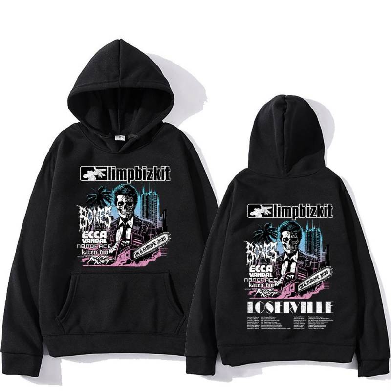 Limp Bizkit Pullover UK und Europa Tour Grafikdruck Sweatshirts Männer Frauen Übergroße Kleidung High Street Casual Pullover XXL schwarz von Joom DACH