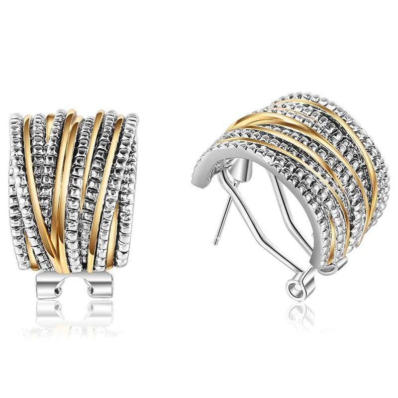 Linienförmige Ohrstecker für Damen, zweifarbiger exquisiter Temperamentschmuck, eleganter französischer Chic-Schmuck. von Joom DACH