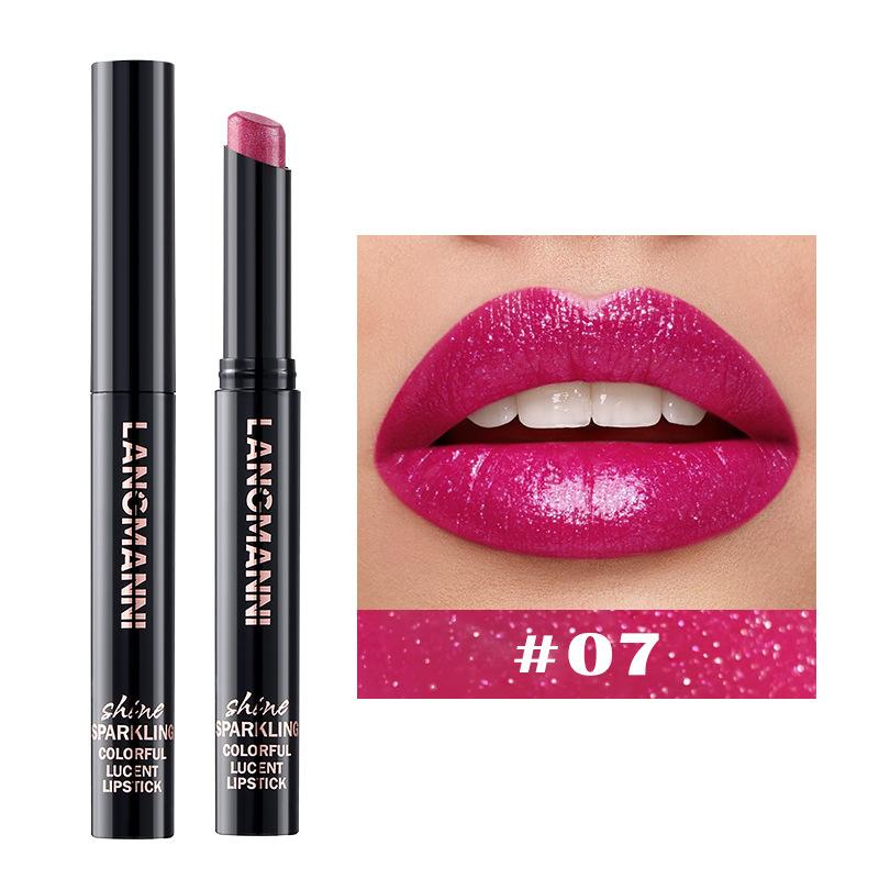 Lippenstift in 10 Farben, Perlenglitzer-Lippenstift, feuchtigkeitsspendender, nackter Lipgloss, hochpigmentiert, langanhaltend, antihaftbeschichteter Becher, samtiger Lipgloss, Geschenk zu Weihnachten 07 von Joom DACH