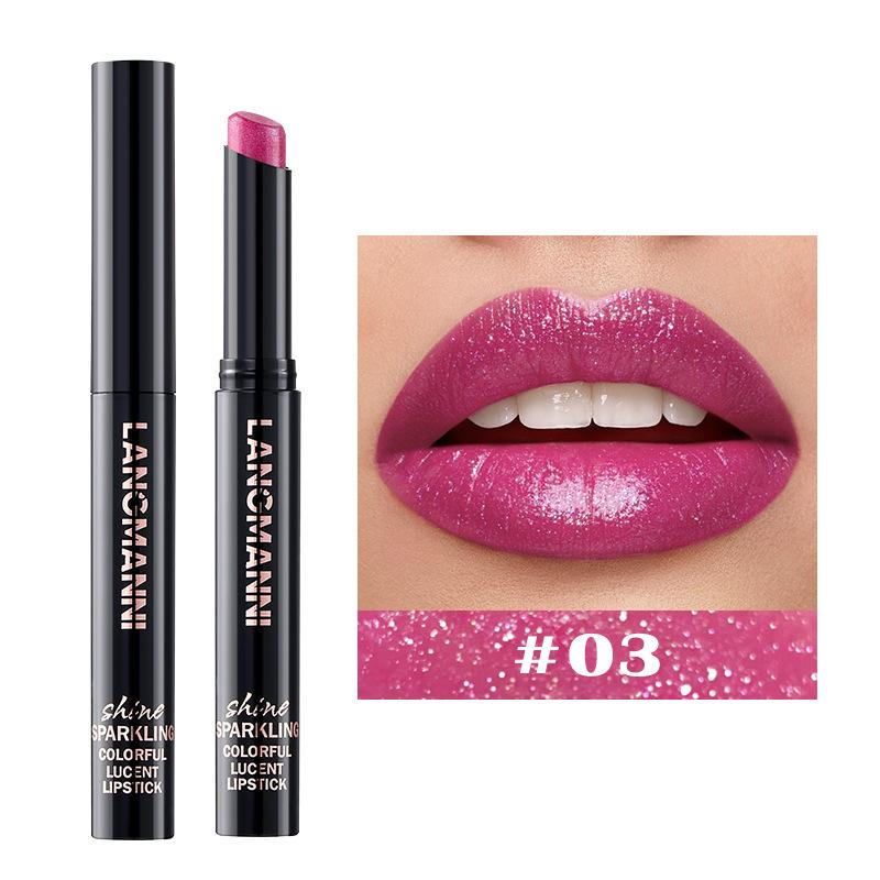 Lippenstift in 10 Farben, Perlenglitzer-Lippenstift, feuchtigkeitsspendender, nackter Lipgloss, hochpigmentiert, langanhaltend, antihaftbeschichteter Becher, samtiger Lipgloss, Geschenk zu Weihnachten 03 von Joom DACH