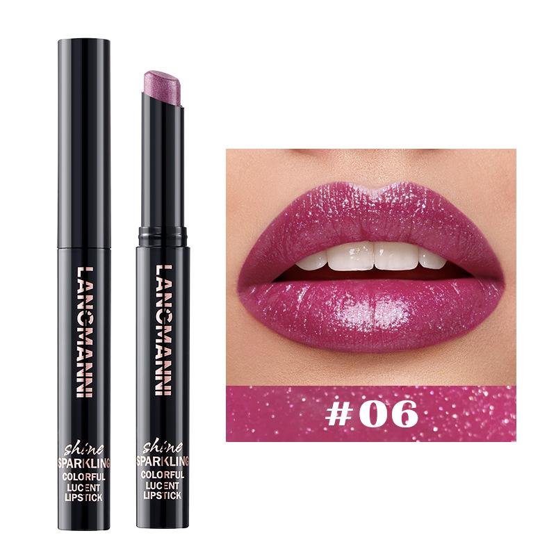 Lippenstift in 10 Farben, Perlenglitzer-Lippenstift, feuchtigkeitsspendender, nackter Lipgloss, hochpigmentiert, langanhaltend, antihaftbeschichteter Becher, samtiger Lipgloss, Geschenk zu Weihnachten 06 von Joom DACH