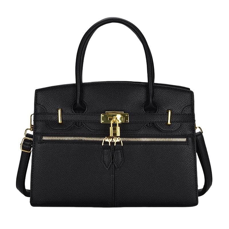 Litschi-Muster leichter Luxus große Kapazität hohe Qualität weich langlebig Mode exquisit leicht Pendler Outdoor Strand Umhängetasche Schultertasche schwarz von Joom DACH