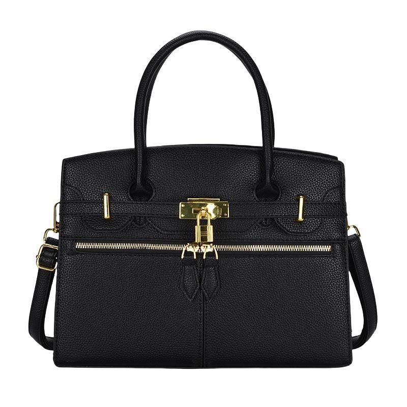 Litschi-Muster leichter Luxus große Kapazität hohe Qualität weich langlebig Mode exquisit leicht Pendler Outdoor Strand Umhängetasche Schultertasche schwarz von Joom DACH